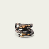 Edera Magma - Anillo de plata oxidada con oro