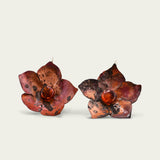 Flor de ámbar - pendientes colgantes de cobre
