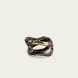 Edera Magma - Anillo de plata oxidada con oro