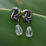Ravel Mini Crystal - pendientes de plata oxidada
