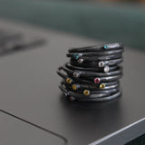 Anillo Minimal Negro Multicolor Mate