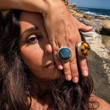 Anillo piedra redonda azul Mare More