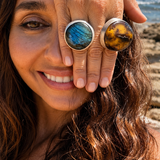 Anillo piedra redonda azul Mare More