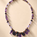 Collar corto piedras violeta y lila