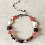 Collar Ovalis corto piedras naturales y cadena