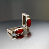 Anillo Minimal Cuadrado Coral Grande Rojo