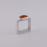 Anillo Minimal Cuadrado Coral Grande Rojo