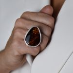 Pierścionek - Rustic Ring - Amber Cognac