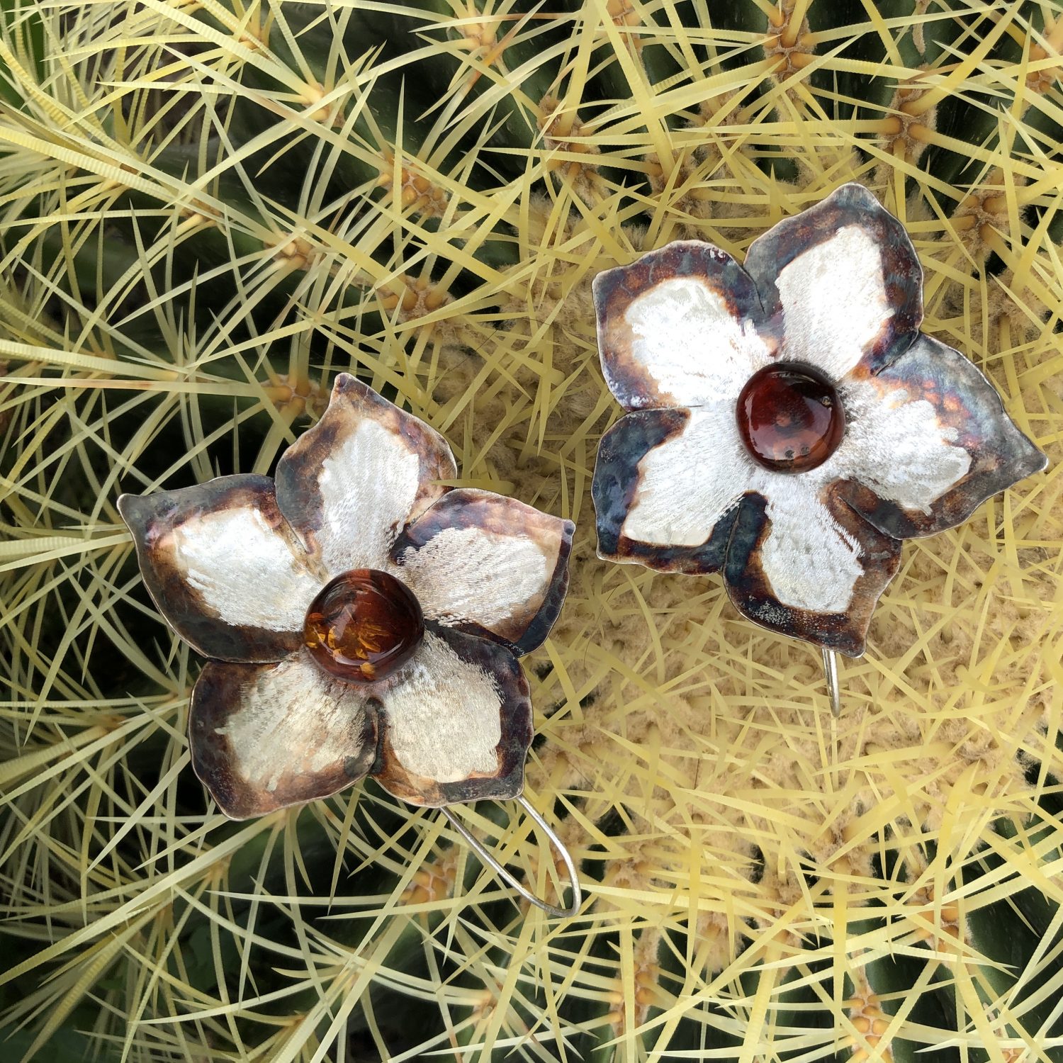 Flower Amber - kolczyki wiszące